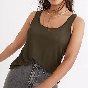 Madewell Women S Olive Green Ribbed Lightweight Scoop Neck Eastover Tank Top